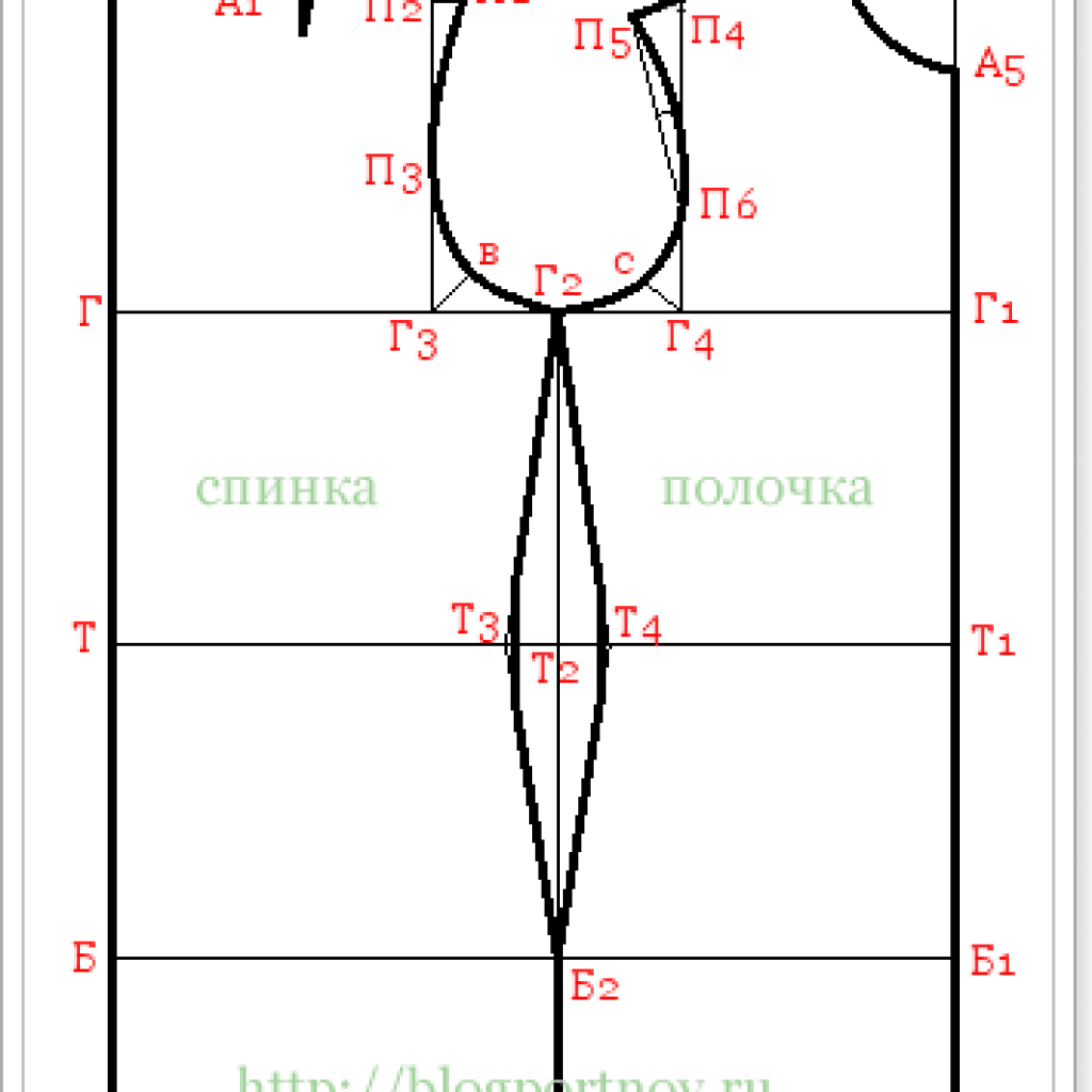 Чертеж переда и спинки