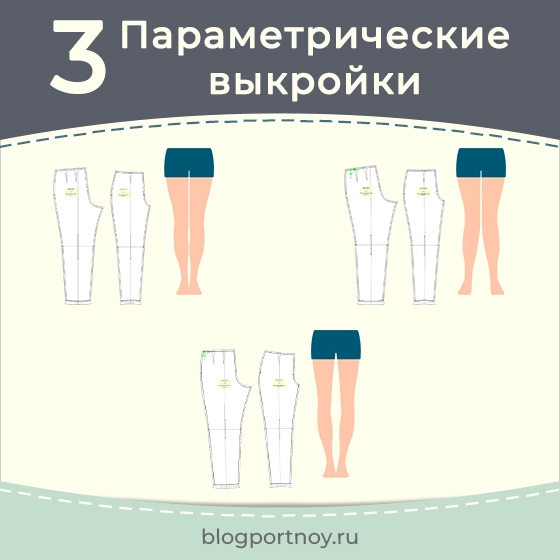 Параметрические выкройки женских брюк для разного строения ног
