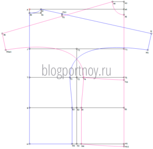 Выкройка с цельнокроеным рукавом. Построение