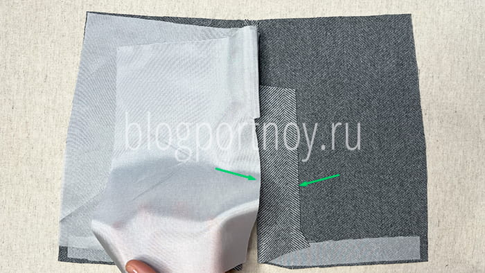 Обработка шлицы с подкладкой в пиджаке, пальто или юбке