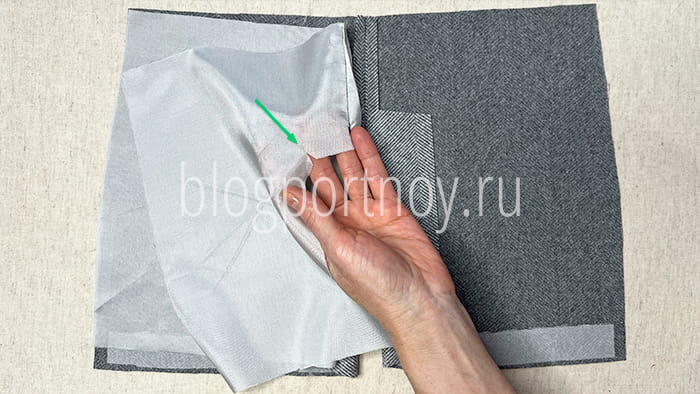 Обработка шлицы с подкладкой в пиджаке, пальто или юбке