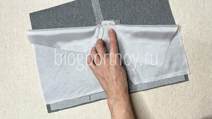Обработка шлицы с подкладкой в пиджаке, пальто или юбке