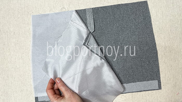 Обработка шлицы с подкладкой в пиджаке, пальто или юбке